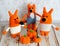 Amigurumi toys. Foxes family