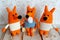 Amigurumi toys. Foxes family