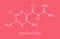 Amiloride diuretic drug molecule. Used in treatment of hypertension and congestive heart failure. Skeletal formula.