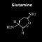 The amino acid Glutamine. Amino acid glutamine chemical molecular formula. Vector illustration on isolated background