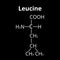 Amino acid Leucine. Chemical molecular formula of amino acid leucine. Vector illustration on isolated background