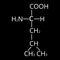 Amino acid Leucine. Chemical molecular formula of amino acid leucine. Vector illustration on isolated background