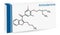 Amiodarone molecule. It is antiarrhythmic, vasodilatory, cardiovascular drug. Skeletal chemical formula. Paper packaging for drugs