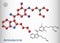 Amiodarone molecule. It is antiarrhythmic, vasodilatory, cardiovascular drug. Structural chemical formula and molecule model.