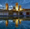 Amir Chakhmak Mosque as Seen Before Dawn During Blue Hour