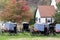 Amish buggies parked in the driveway