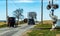 Amish Buggy passing Rail Road Crossing