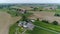 Amish farm lands in spring as seen by a drone