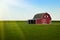 Amish Farm - Red barn and Green Field Sunrise