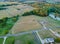 Amish farmland country farm, barn house on harvesting fields in fields in Hartville, Ohio