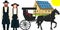 Amish Mennonite solar roof horse carriage vector graphics illustration.