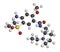 Amisulpride drug molecule. 3D rendering. Atoms are represented as spheres with conventional color coding: hydrogen white, carbon