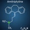 Amitriptyline C20H23N  molecule. It is tricyclic antidepressant TCA with analgesic properties, is used to treat depression and