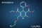 Amlodipine molecule. It is vasodilator, antihypertensive drug group of dihydropyridine calcium channel blockers. Used in