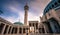 Amman - September 30, 2018: Mosque of King Abdullah I in the center of Amman, Jordan