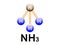 Ammonia, NH3 - triagonal pyramid shape - one nitrogen atom and 3 hydrogen atoms