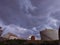 This ammonia storage tank with the awesome sky view.