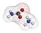 Ammonium carbamate, chemical structure. 3D rendering. Atoms are represented as spheres with conventional color coding: hydrogen .