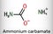 Ammonium carbamate molecule. It is organic compound consisting of ammonium and carbamate. Skeletal chemical formula