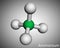 Ammonium cation, azanium molecule. It is positively charged polyatomic ion. Molecular model. 3D rendering