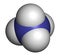 Ammonium cation. Protonated form of ammonia. 3D rendering. Atoms are represented as spheres with conventional color coding: