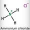 Ammonium chloride, NH4Cl molecule. It is inorganic compound, food supplement E510, used as fertilizer and a flavouring agent.