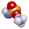 Ammonium sulfamate herbicide (weed killer) molecule. 3D rendering.  Atoms are represented as spheres with conventional color
