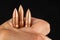 Ammunition of a quick-fire rifle held in the palm of your hand. Cartridges for a military rifle