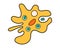 Amoeba proteus science icon with nucleus, vacuole, contractile. Biology education laboratory cartoon protozoa organism