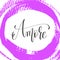 Amore - hand lettering poster on pink brush stroke pattern