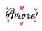 Amore handwritten ink brush vector lettering