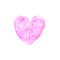 Amore mio. Hand lettering of Valentine`s Day on the background of watercolor heart. Phrase, handwriting isolated for greeting