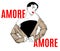 Amore. Vector hand drawn illustration of girl isolated.