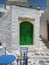 Amorgos island, Greece The quaint old town with white painted buildings in a small square