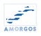 Amorgos Logo. Map of Amorgos with island name and.