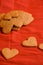 Amount of Valentine\\\'s day cookies for background isolated on red. Valentine\\\'s day and love concept.