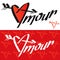 Amour typography. Amour calligraphy. Love typography. Love calligraphy. Amour. Heart pierced by an ar
