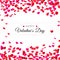 Amour Valentines day greeting card. Hearts confetti and label for text. Vector illustration