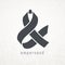 Ampersand. Elegant ribbon vector symbol on grunge background