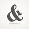 Ampersand. Elegant vector symbol on grunge background