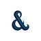 Ampersand, logo, calligraphic, symbol, blue, design, element, wedding, card, business, facet, 3d, calligraphy, label, identity,