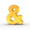 Ampersand sign as a polished golden object with clipping path