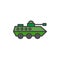 Amphibious military vehicle filled outline icon