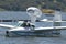 Amphibious seaplane taking off from Lake Casitas, Ojai, California