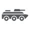 Amphibious vehicle glyph icon, transport and army, tank sign, vector graphics, a solid pattern on a white background.