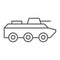 Amphibious vehicle thin line icon, transport and army, tank sign, vector graphics, a linear pattern on a white