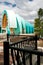 Amphitheater and cloudy blue sky