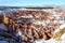 The Amphitheater with hoodoos at Bryce Canyon covered in snow, Inspiration Point, Utah