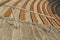 Amphitheater. Wooden benches set in stone