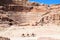 The amphitheatre cut into the rock in Petra, Jorda